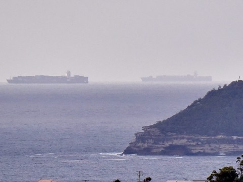 container ships off Sydney