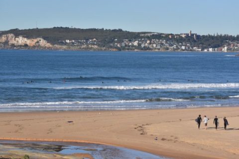 Fair number of people with Friday morning free to surf at Curly