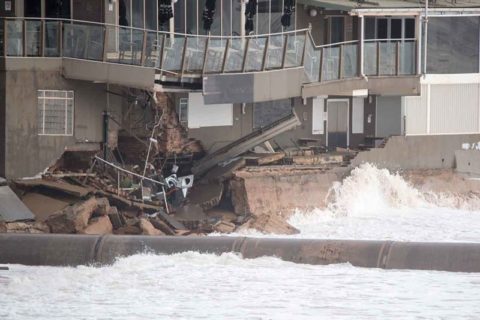 Close up of damage to Collaroy Services club